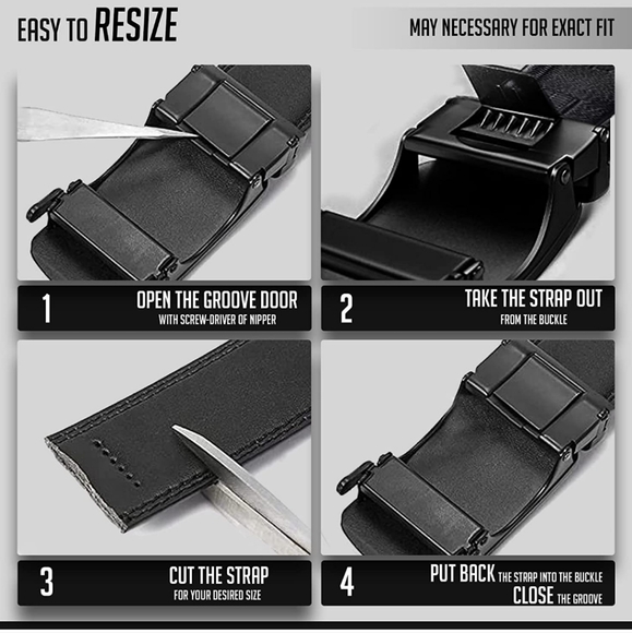 Men's Comfort Adjustable Belt Casual Dress Automatic Buckle Fashion Luxury Black - Picture 3 of 5